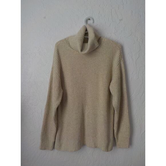 Candance Cameron Bure Turtleneck Sweater Women Small Neutral Beige Cable Knit - Picture 10 of 10